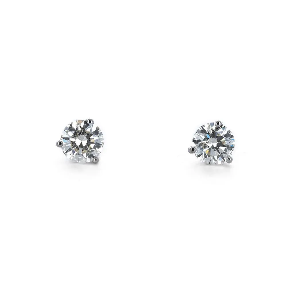 0.73ctw Round Diamond Stud Earrings - White Gold