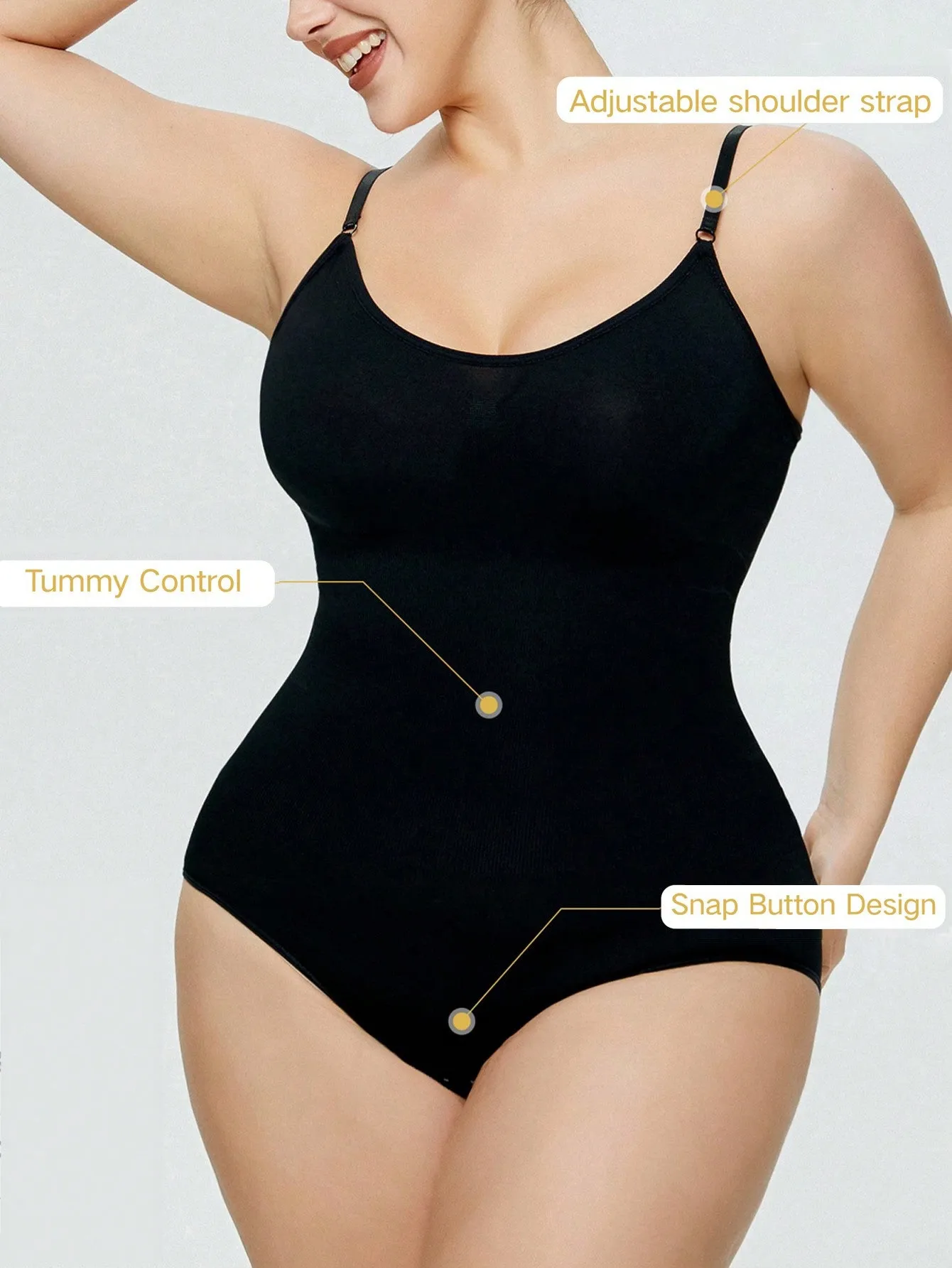 1 pieza Body-Shaping Levantamiento de gluteos Control de barriga Body para mujer, vestido sexy de lenceria Camisola adelgazante