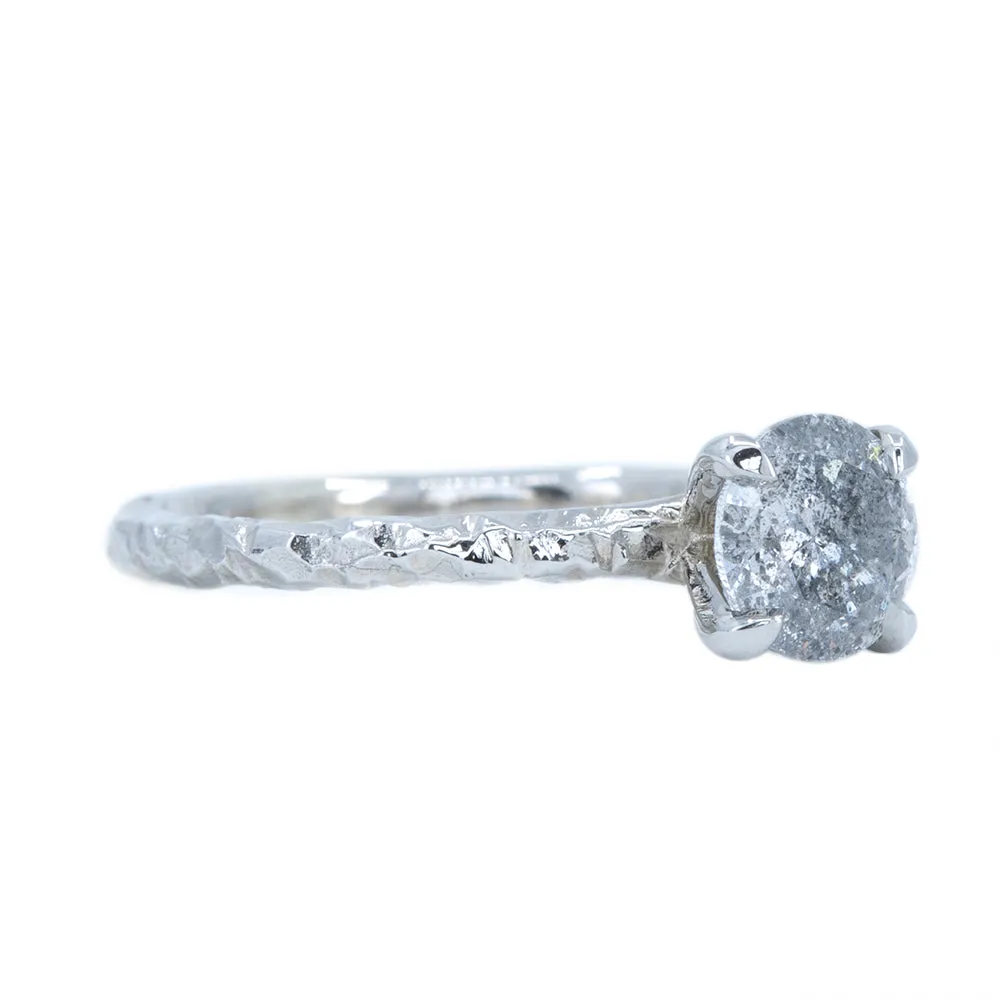 1.00ct Salt And Pepper Diamond Evergreen Solitaire in 14k White Gold