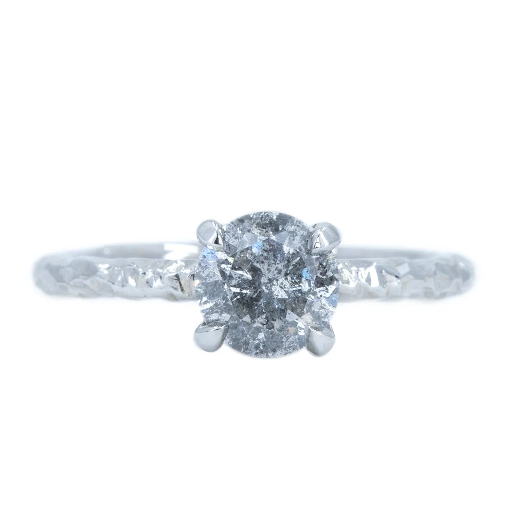 1.00ct Salt And Pepper Diamond Evergreen Solitaire in 14k White Gold