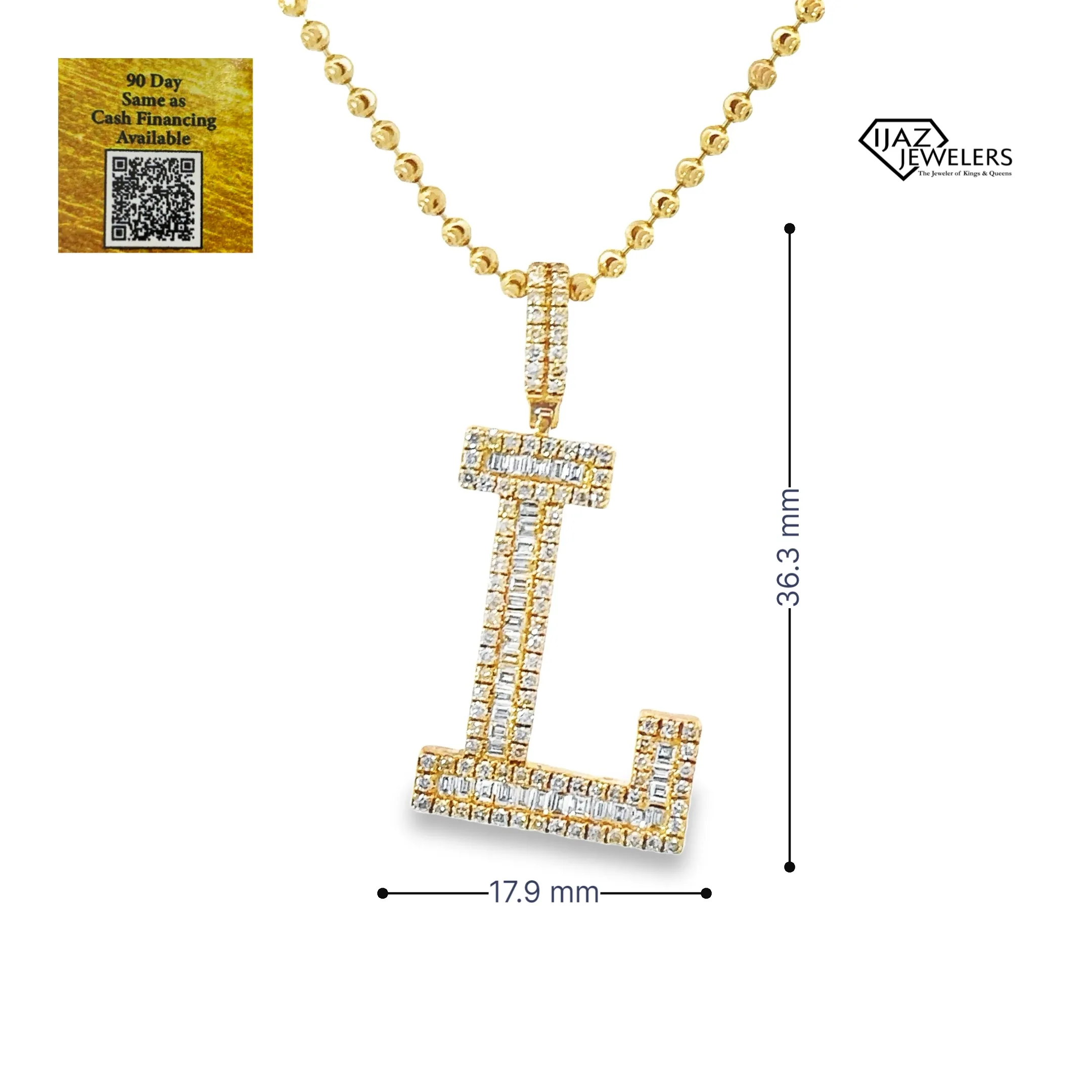 10K Gold 1.09 CTW Diamond L Charm