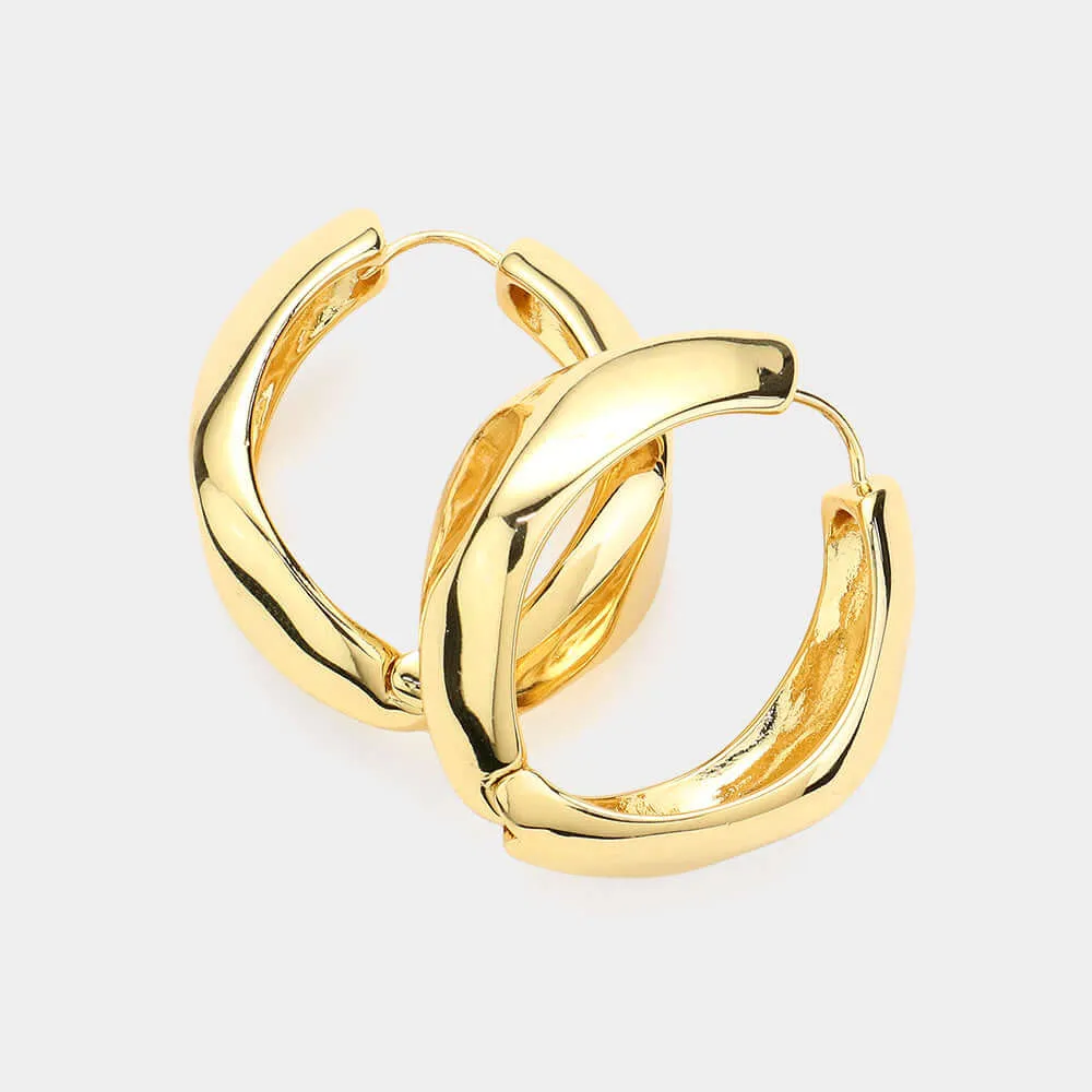 14K Gold Dipped Hypoallergenic Textured Metal Hoop Earrings