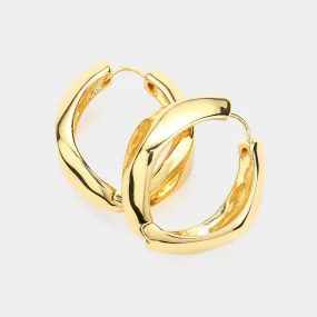 14K Gold Dipped Hypoallergenic Textured Metal Hoop Earrings