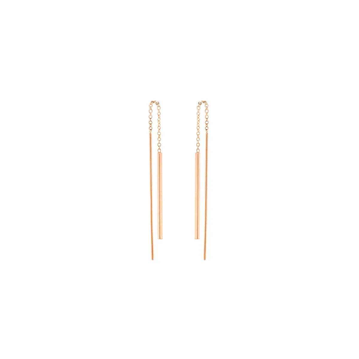 14k short bar threader earrings