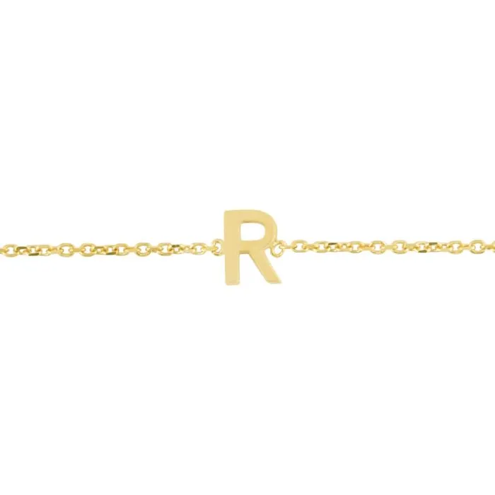 14k Solid Initial Bracelet