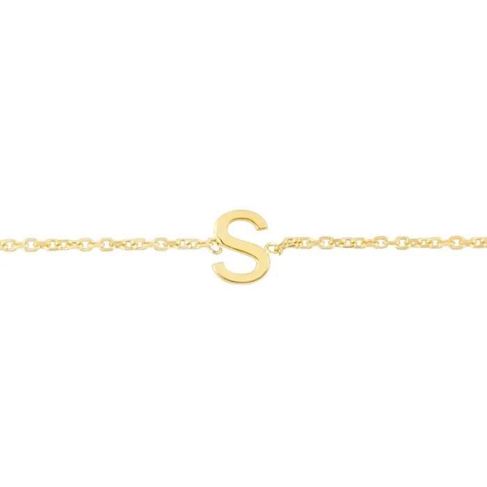 14k Solid Initial Bracelet