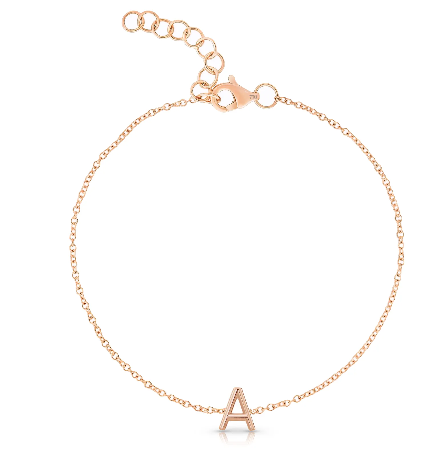 14k Solid Initial Bracelet