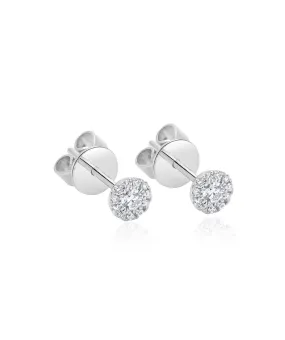 14K White Gold Diamond Cluster Stud Earrings