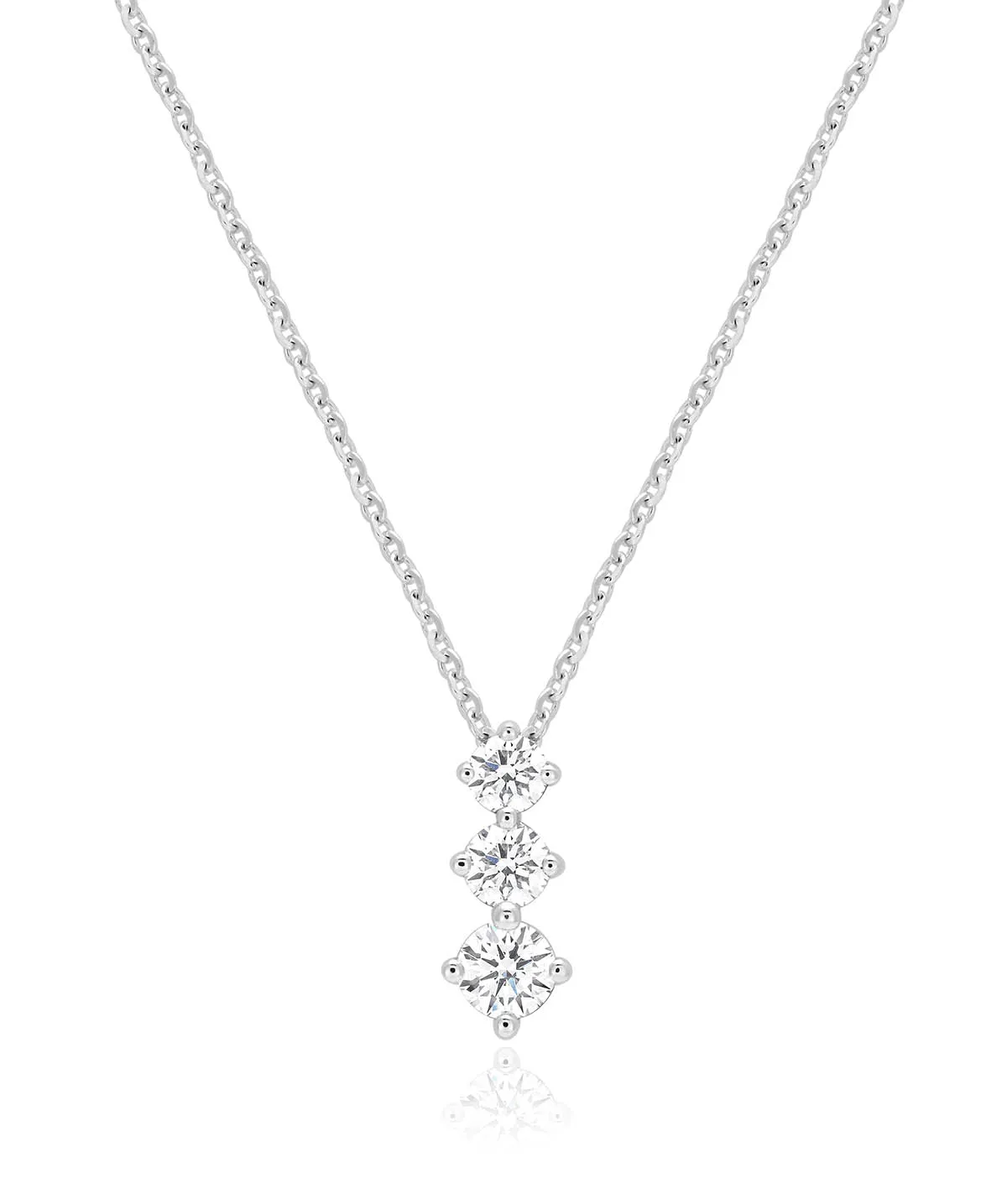 14K White Gold Lab Grown Diamond Drop Pendant Necklace