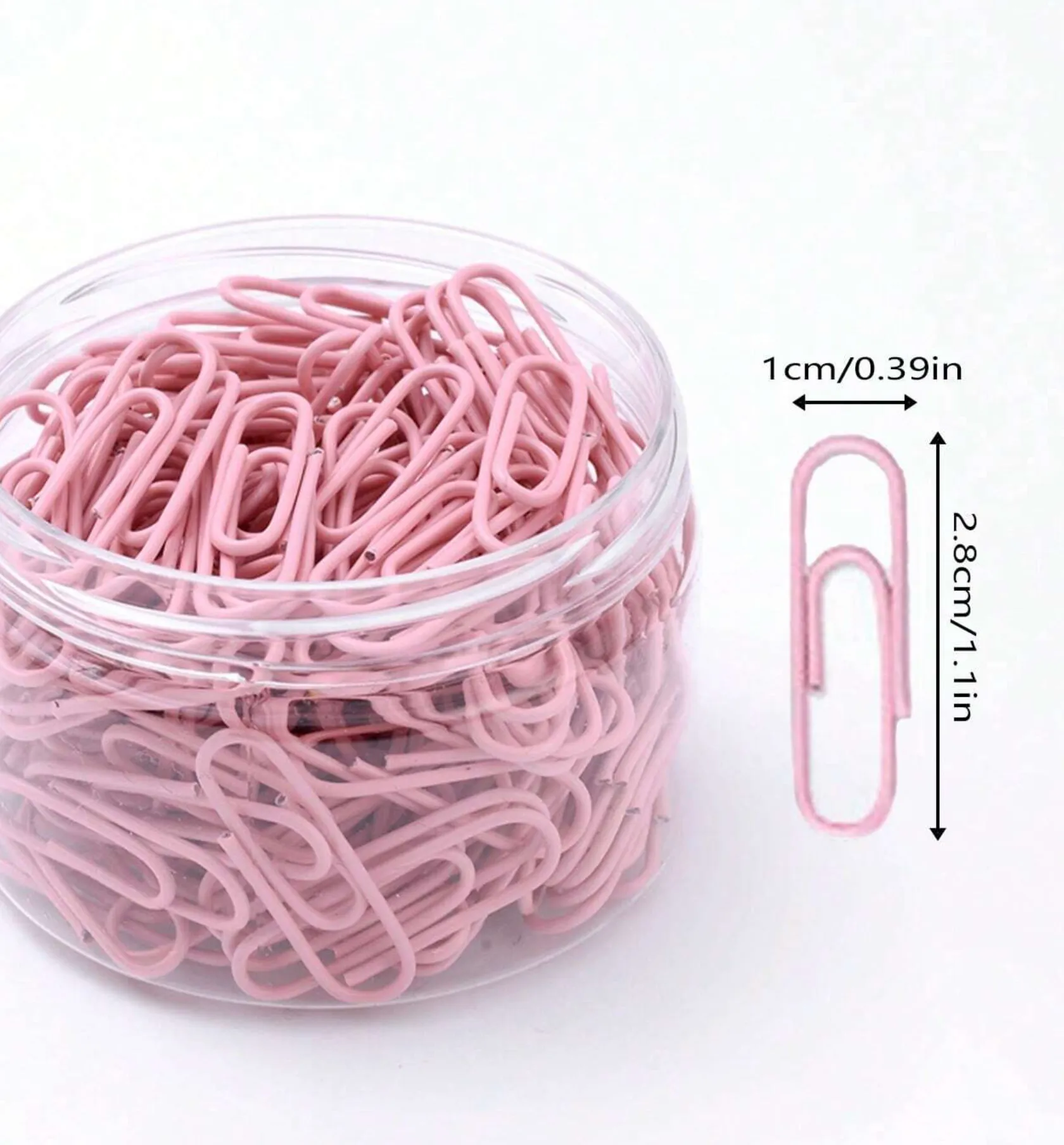 160pcs Pink Paperclip in plastic container