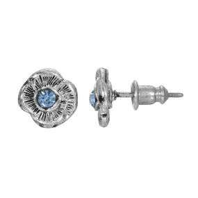 1928 Jewelry Blue Crystal Flower Stud Earrings