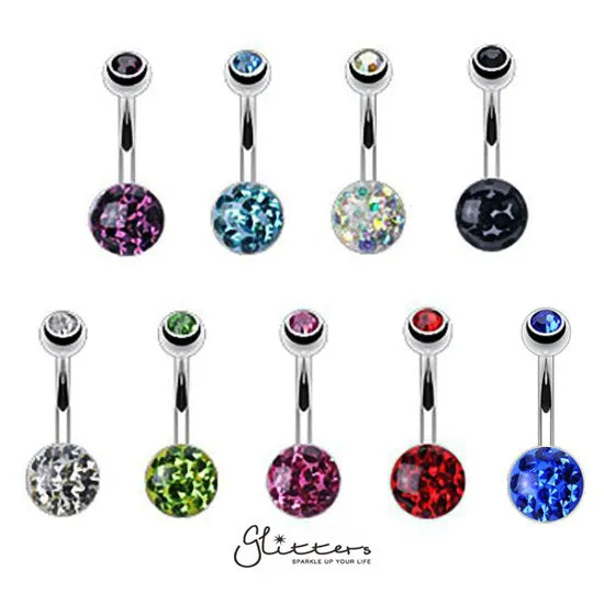 316L Surgical Steel Austrian Crystal Ball Belly Button Rings