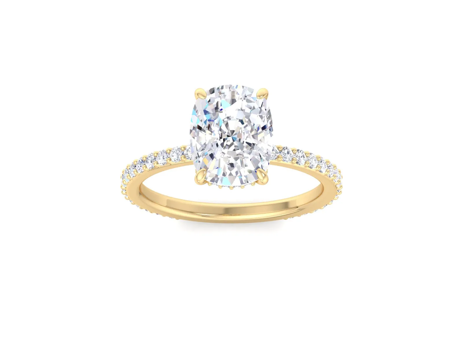 3.2 Carat Crushed Ice Elongated Cushion Cut Moissanite Halo Engagement Ring