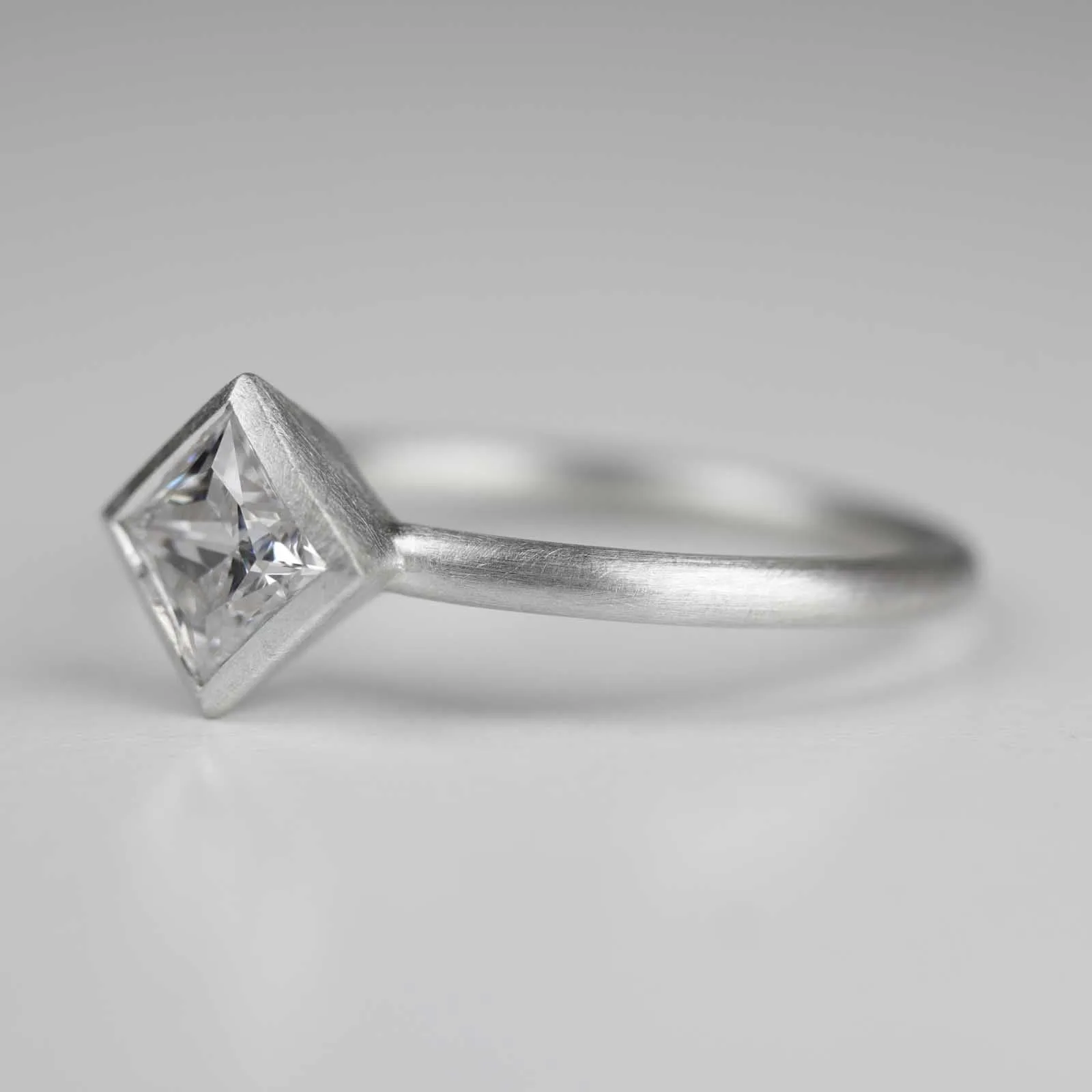 5mm Oblique Square Solitaire Engagement Ring •