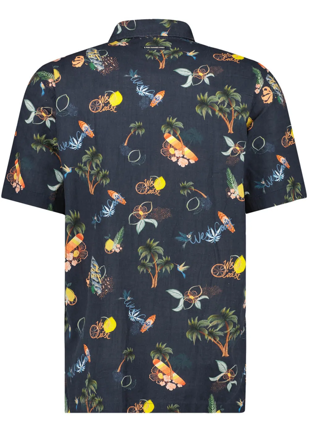 A Fish Named Fred Tropical Short Sleeve Shirt Navy