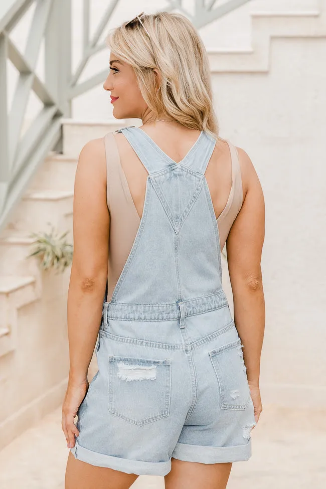 A Good Time Medium Wash Distressed Overalls FINAL SALE