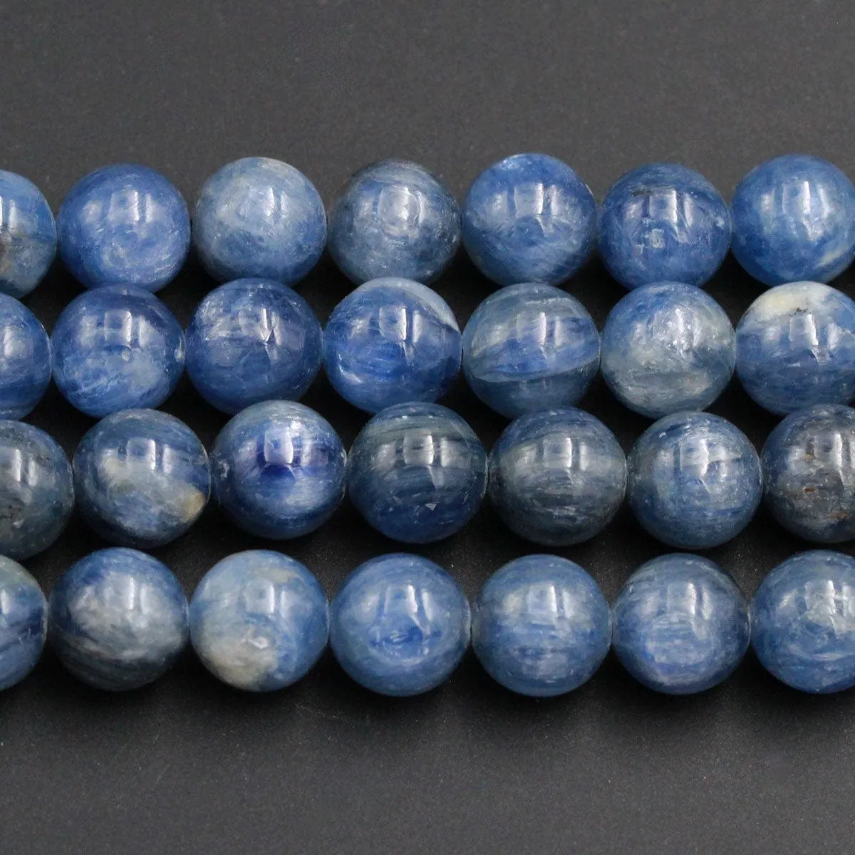 A Grade Natural Blue Kyanite 10mm Round Beads 16" Strand