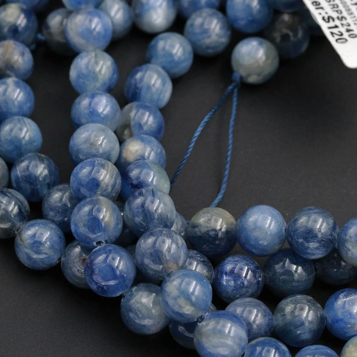 A Grade Natural Blue Kyanite 10mm Round Beads 16" Strand