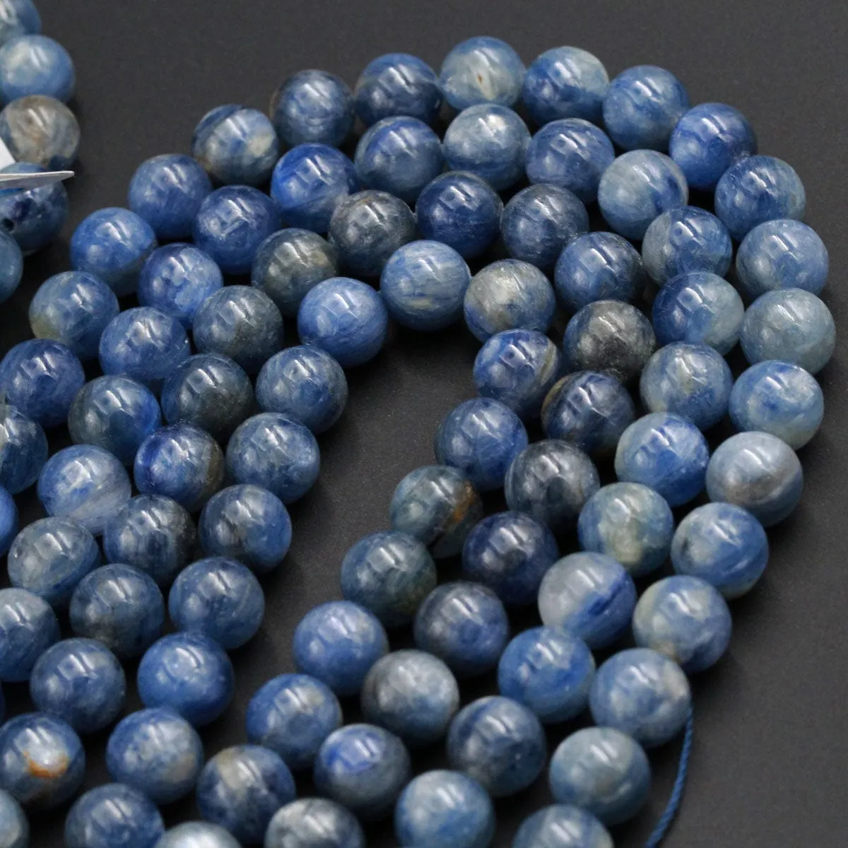 A Grade Natural Blue Kyanite 10mm Round Beads 16" Strand