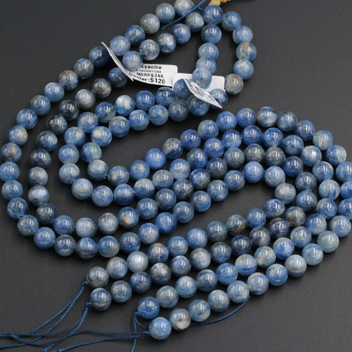 A Grade Natural Blue Kyanite 10mm Round Beads 16" Strand