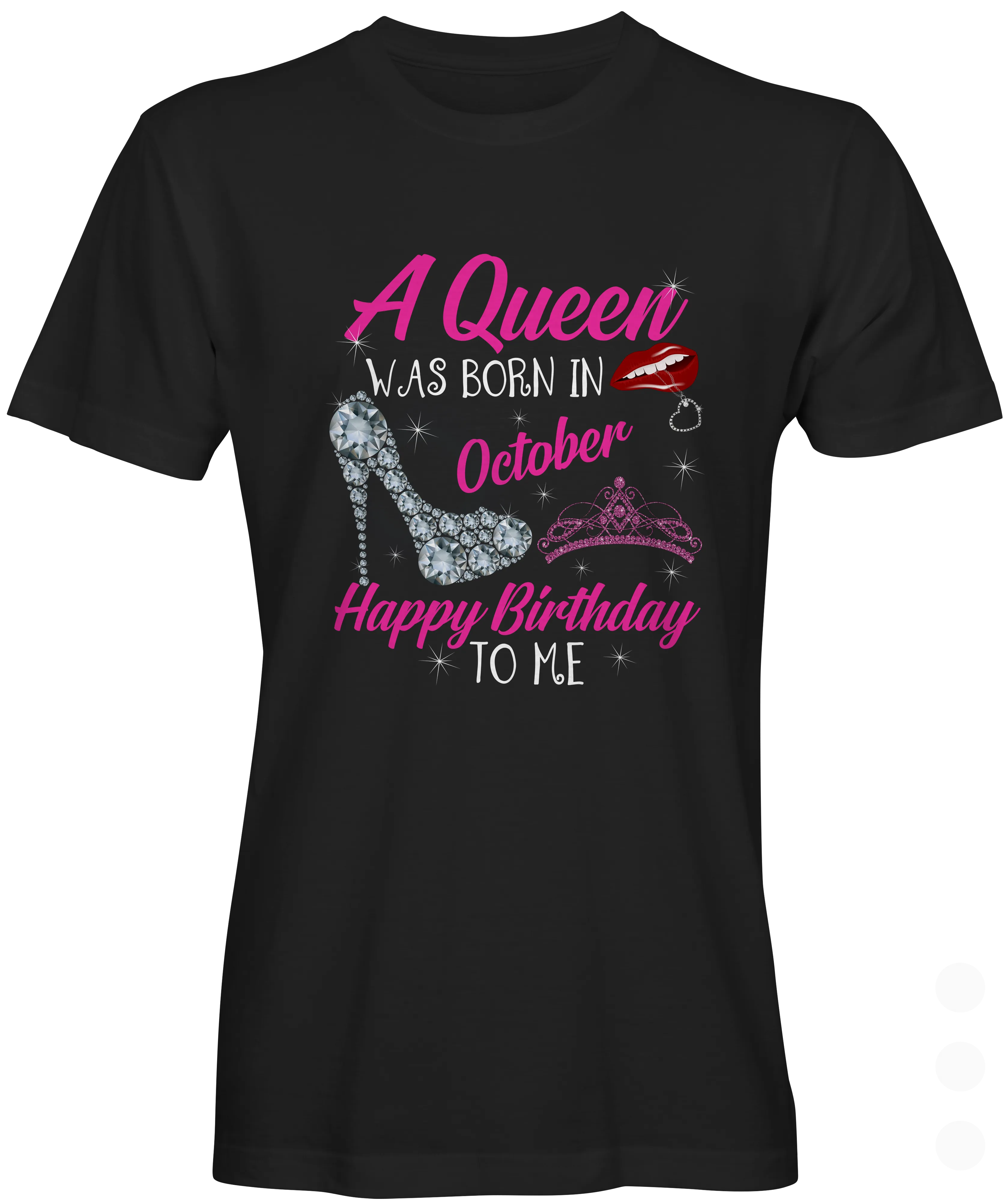 A Queen  Was  Born in October Birthday Graphic T-shirt