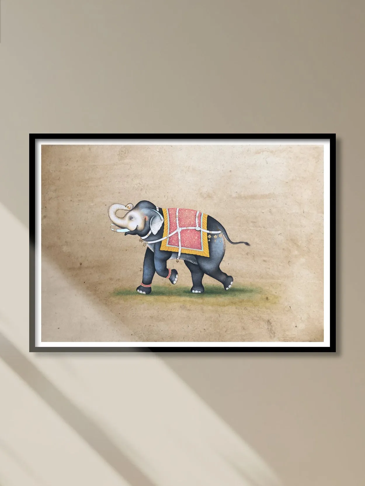 A Royal Elephant in Miniature Painting by Mohan Prajapati