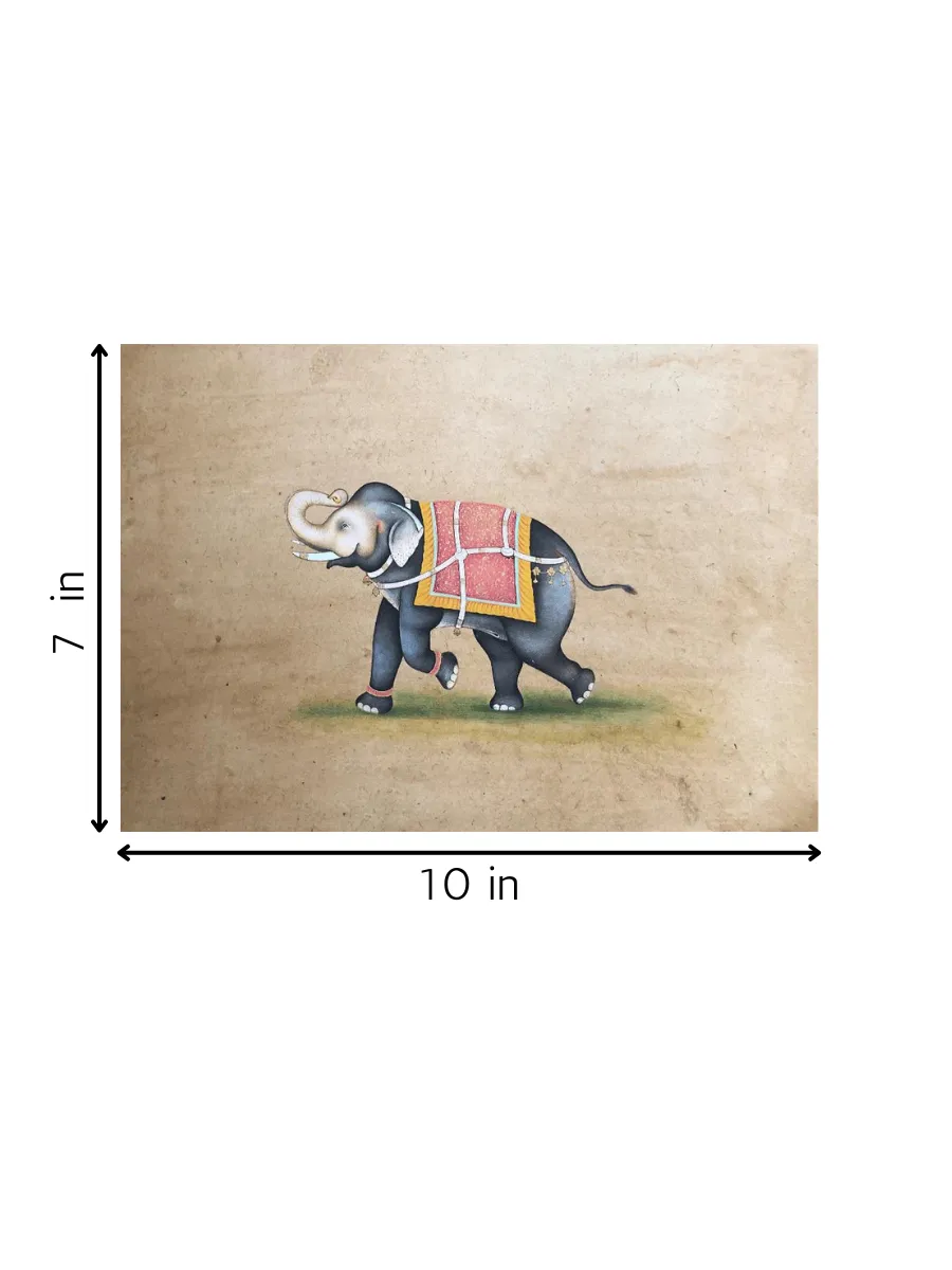 A Royal Elephant in Miniature Painting by Mohan Prajapati