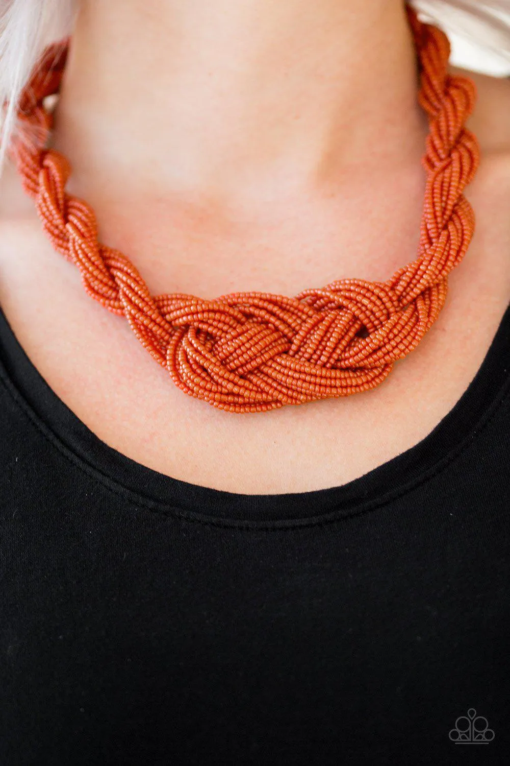 A Standing Ovation Burnt Orange Seed Bead Necklace - Paparazzi Accessories