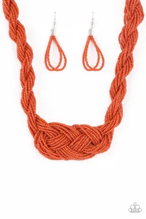 A Standing Ovation Burnt Orange Seed Bead Necklace - Paparazzi Accessories