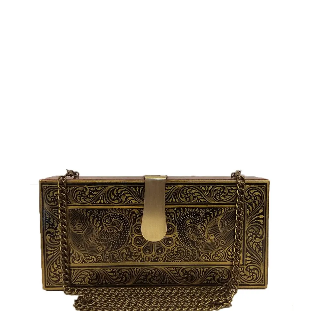 A Tale of Two lovers, gold and black rectangle clutch