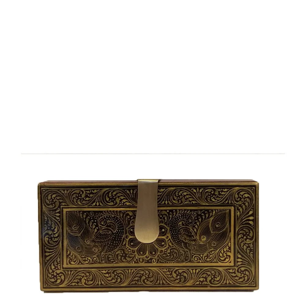 A Tale of Two lovers, gold and black rectangle clutch