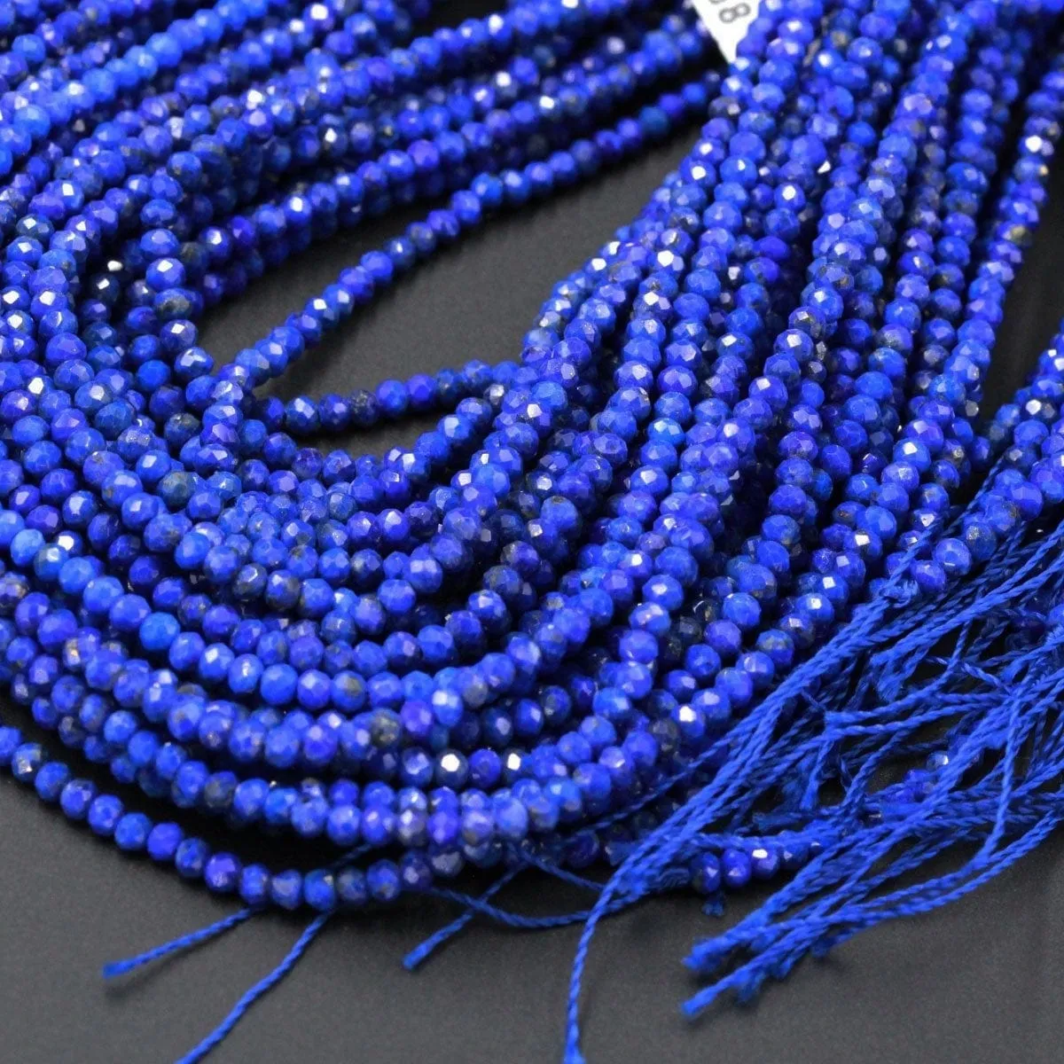 AA Micro Faceted Natural Blue Lapis Lazuli Round Beads Tiny Small 2mm 3mm Faceted Rondelle Beads Diamond Cut Blue Gemstone 15.5" Strand