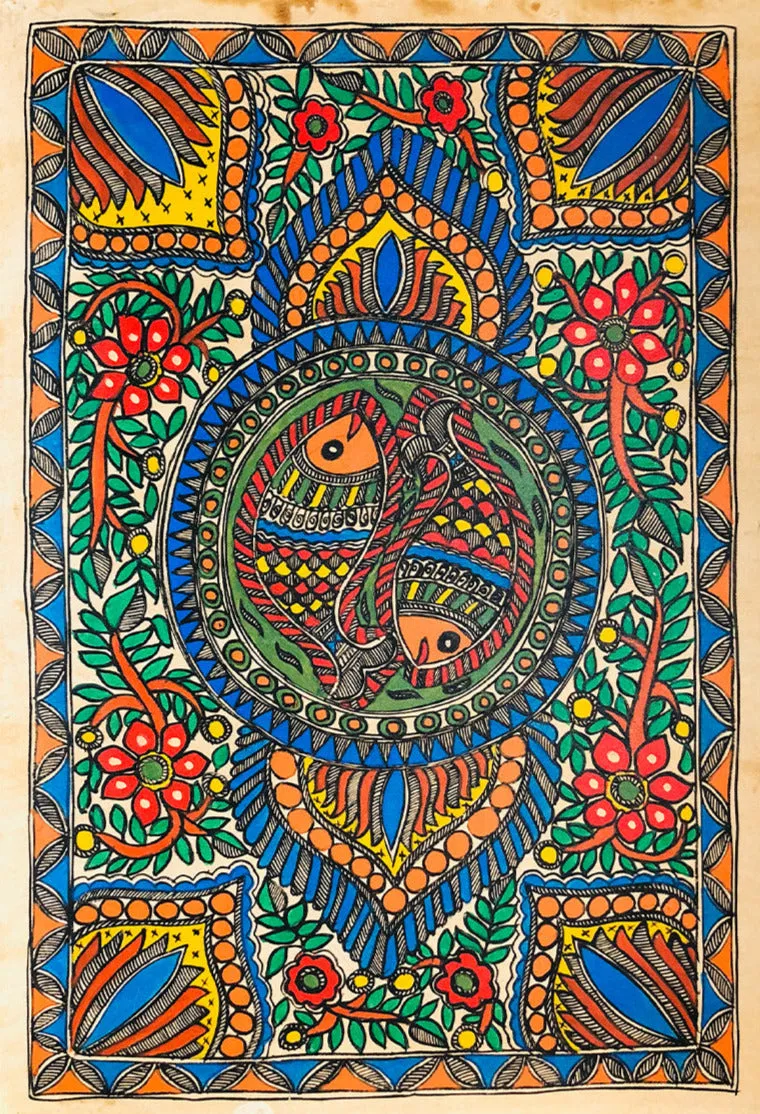 Abundant Blessings: A Kaleidoscope of Madhubani Magic, Madhubani art by Ambika devi