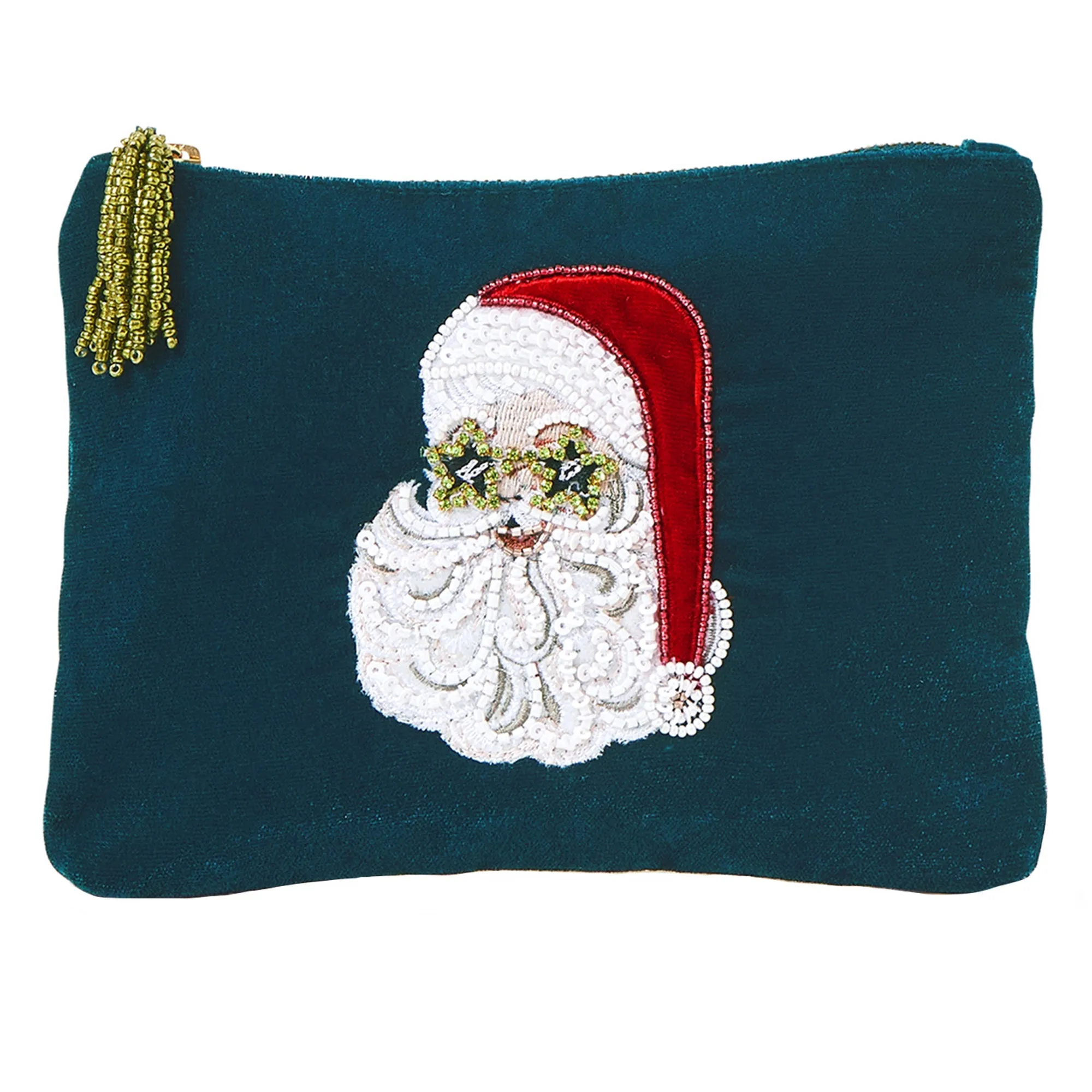 Accessorize London Women's Teal Santa Velvet Pouch