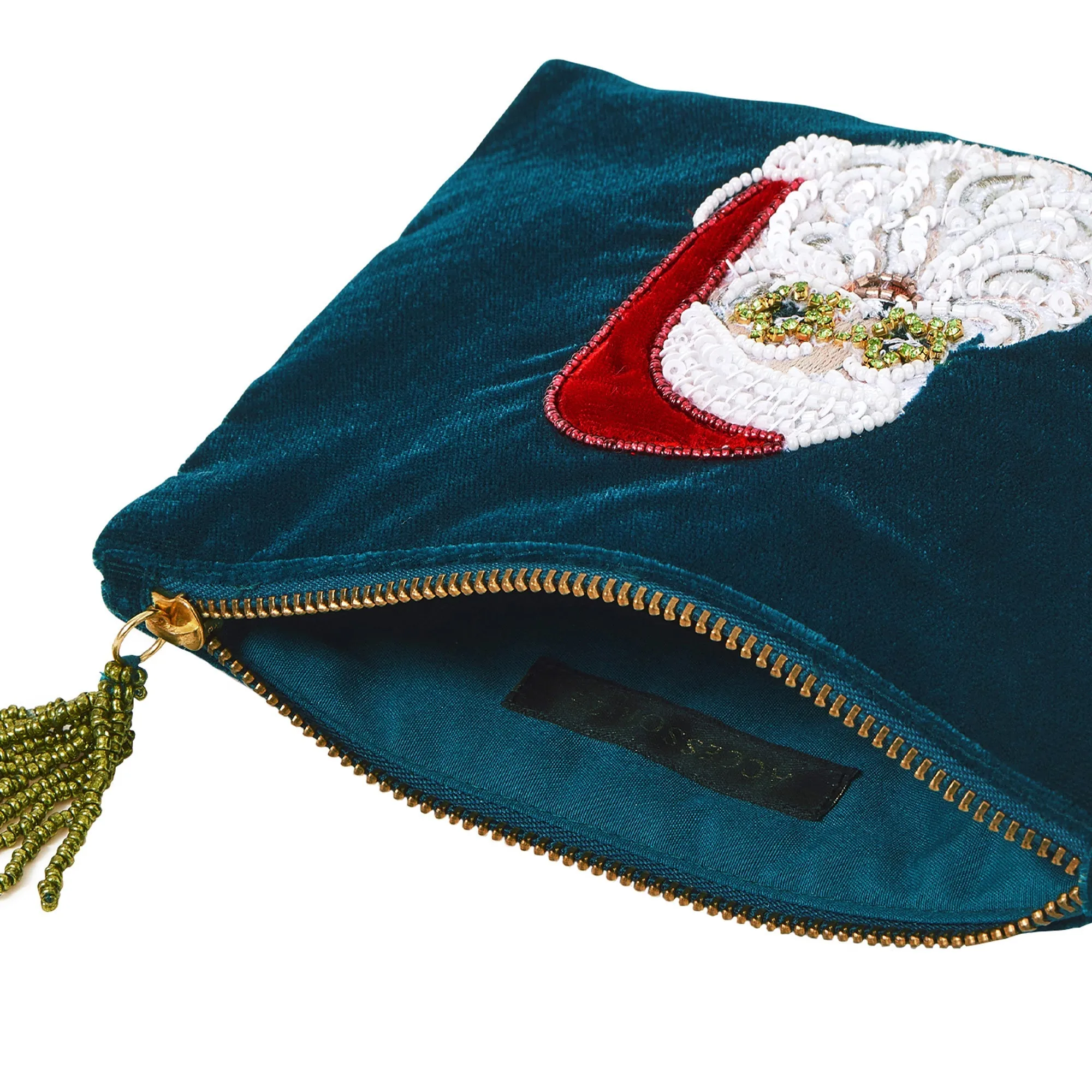 Accessorize London Women's Teal Santa Velvet Pouch