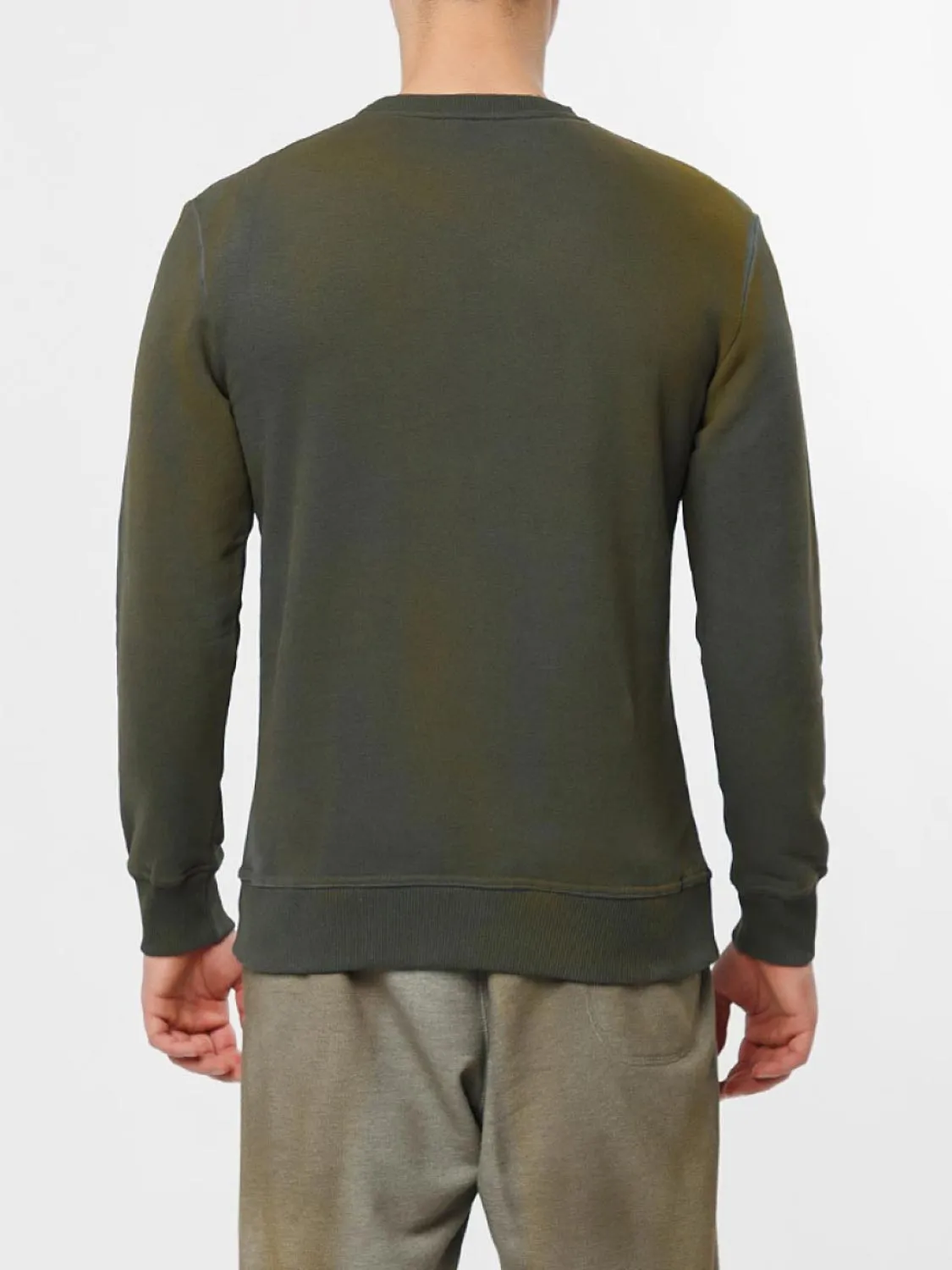 Acid Dye Organic Cotton Crew Neck Sweatshirt Light Khaki