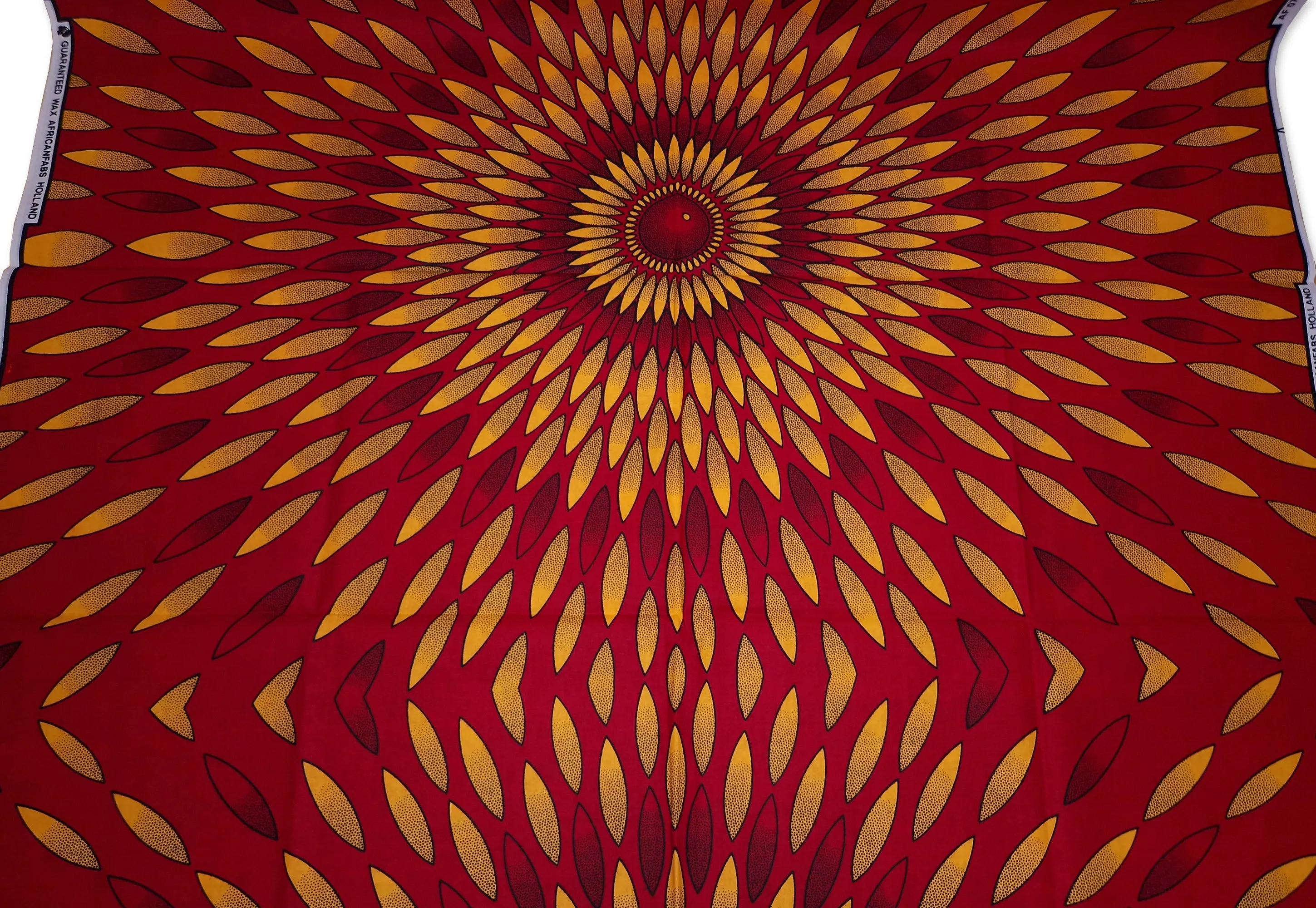 African print fabric - Red / Yellow sunburst - 100% cotton