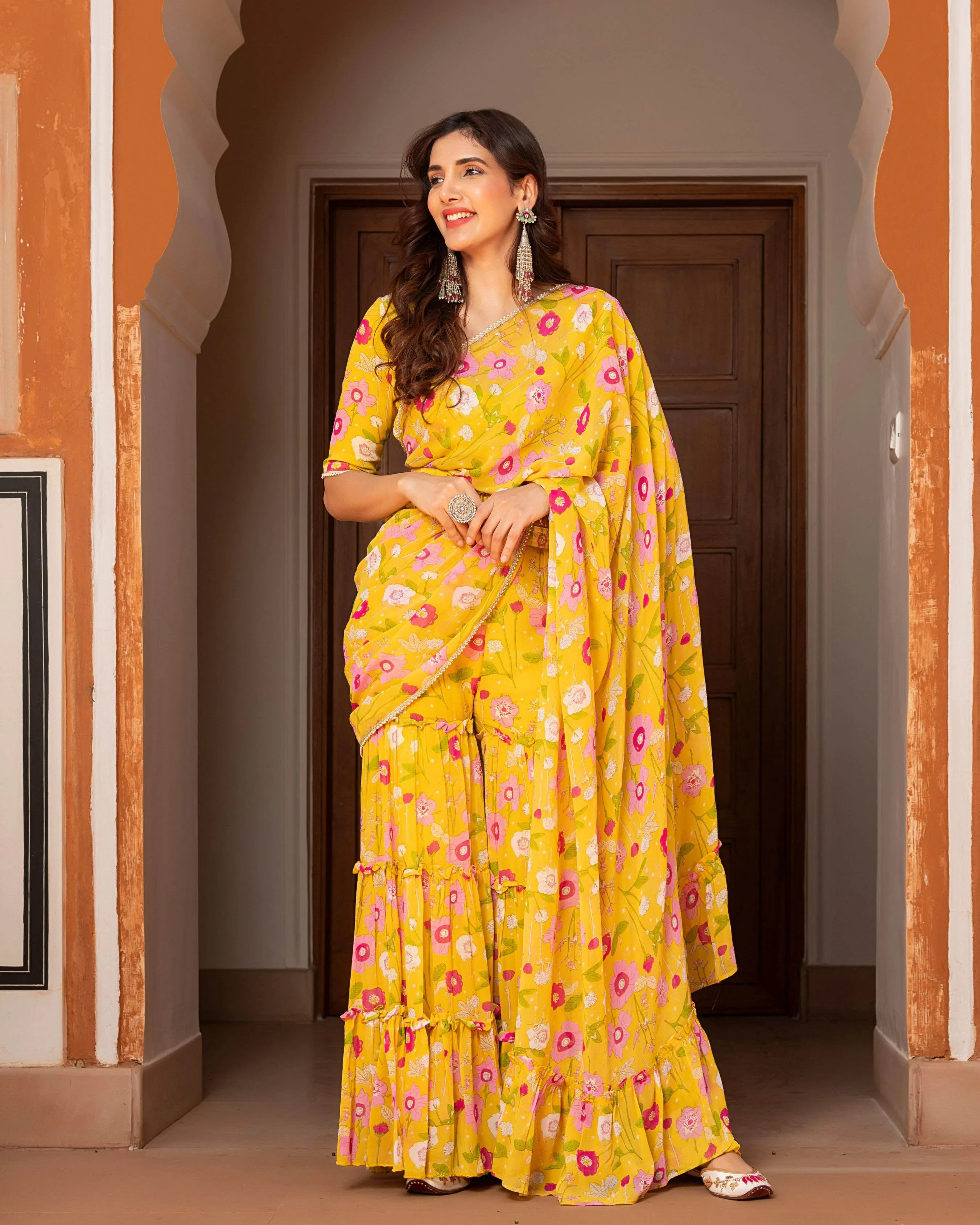 Afsa Georgette Pre Draped Saree