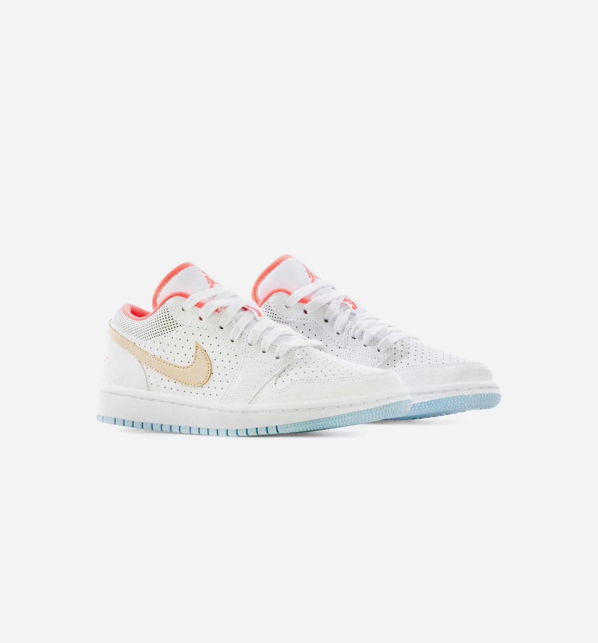 Air Jordan 1 Low White Sesame Womens Lifestyle Shoe - White/Sesame/Flash Crimson/Psychic Blue