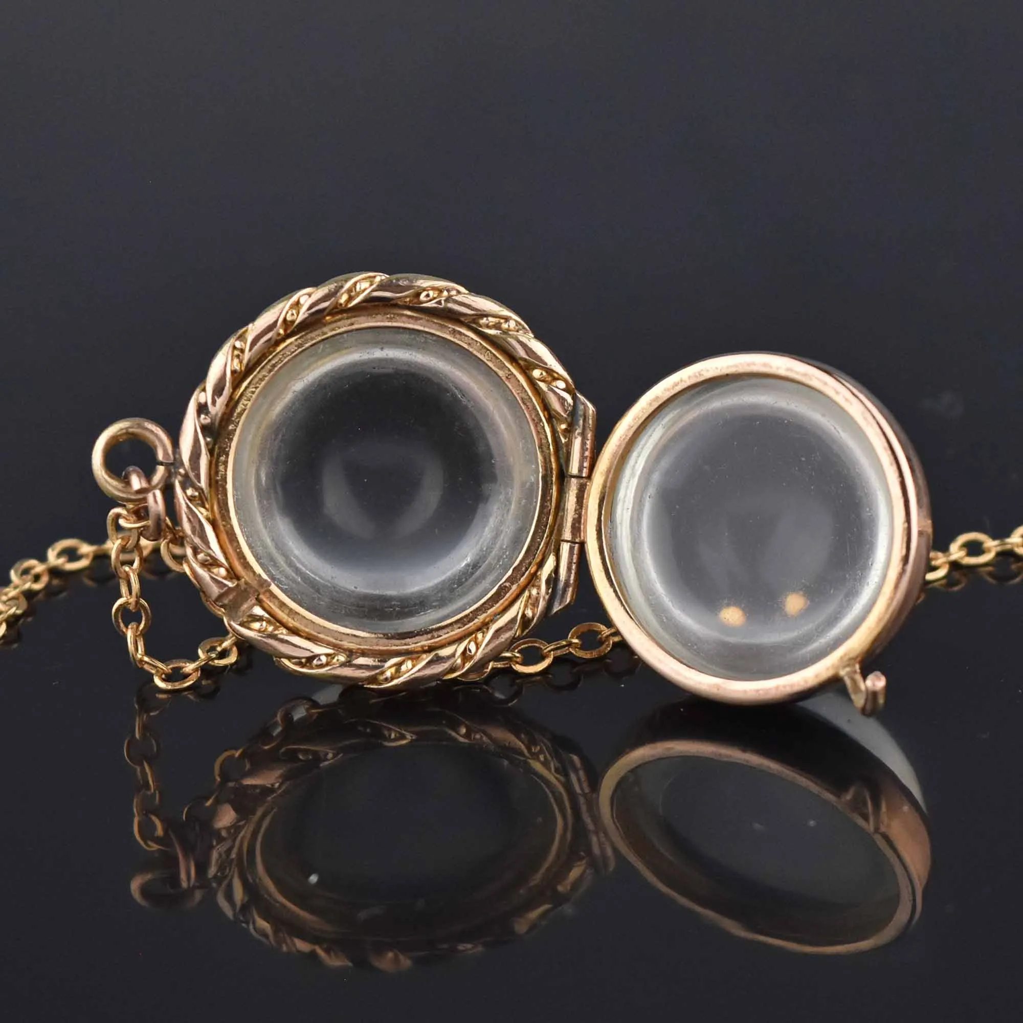 Antique Pools of Light Rock Crystal Locket Necklace