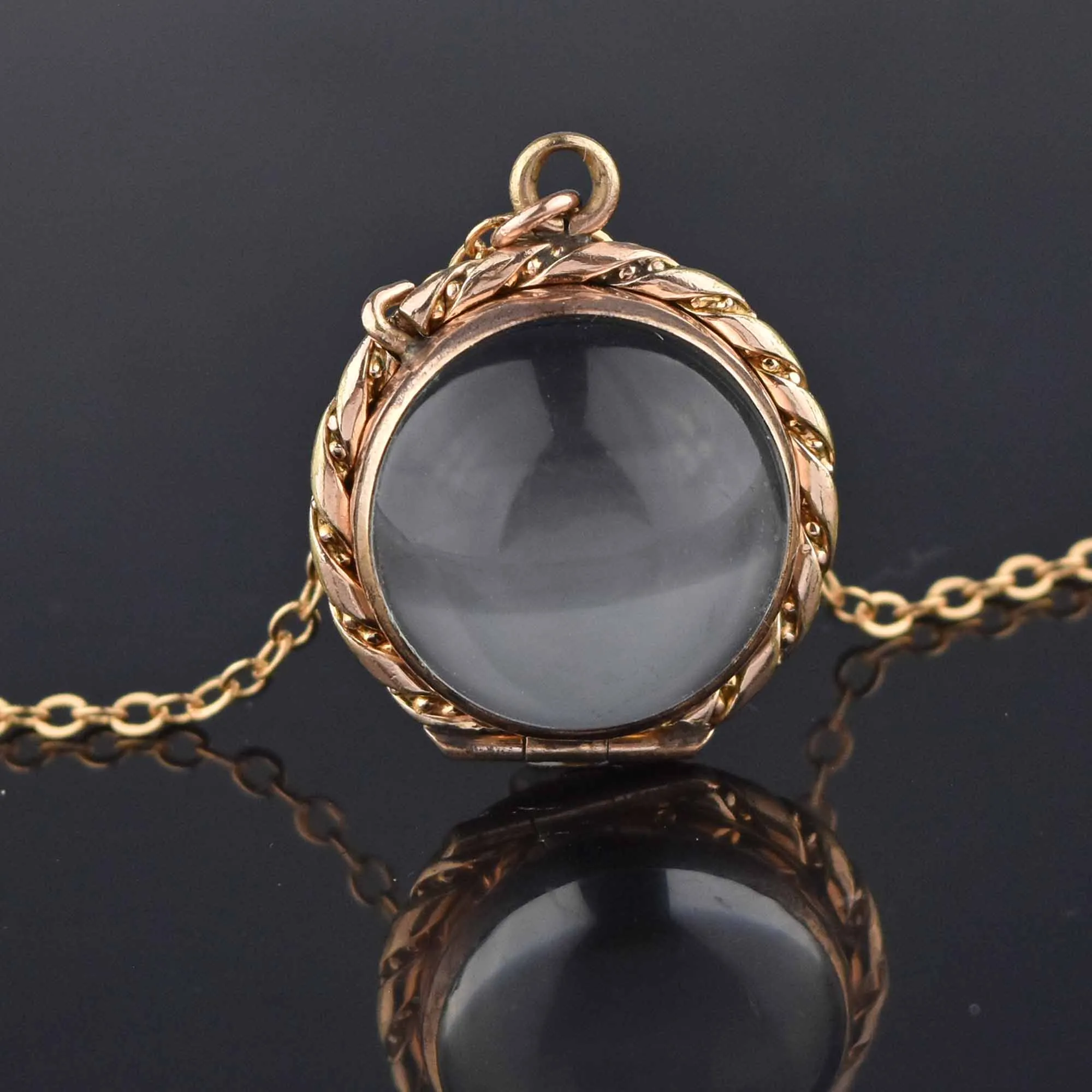 Antique Pools of Light Rock Crystal Locket Necklace