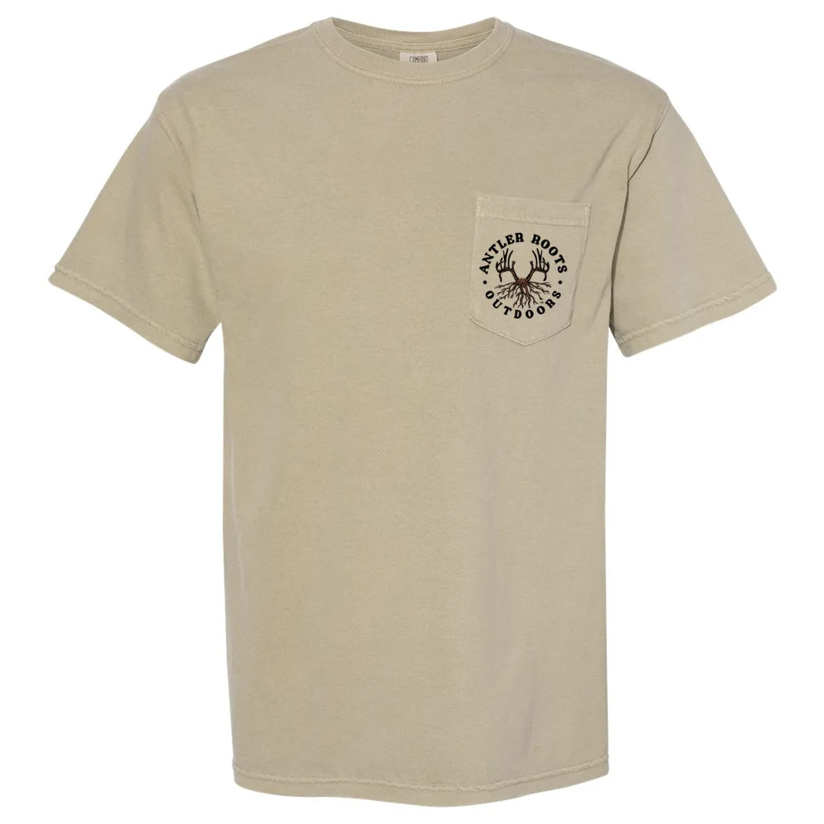 Antler Roots - Original Logo with Sunset - Comfort Color - Khaki Short/Long Sleeves