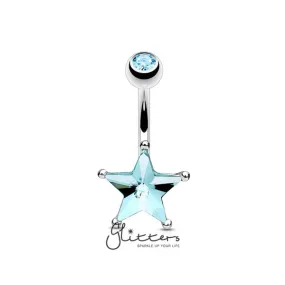 Aqua Crystal Star Set Belly Button Navel Rings