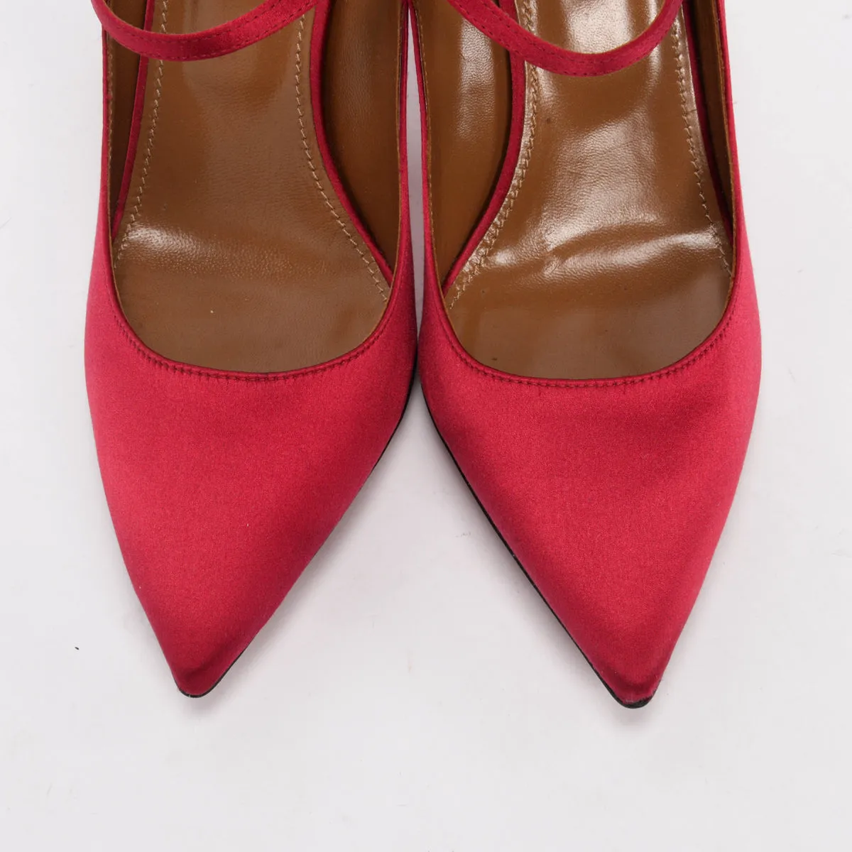 Aquazzura Dark Red Satin Nolita Mules 40.5