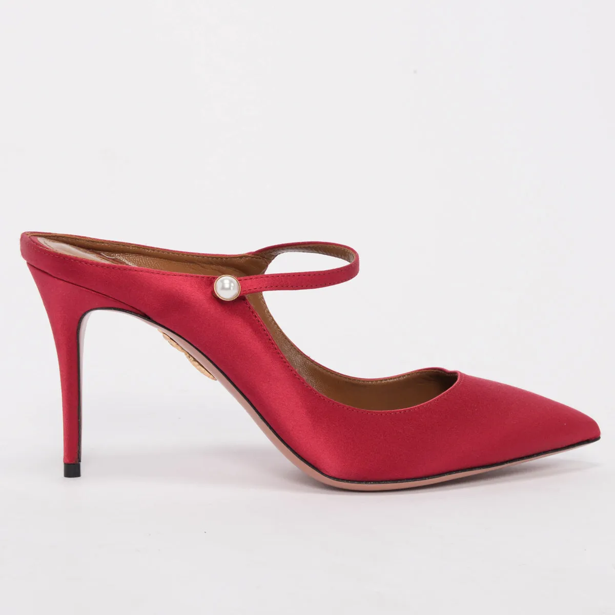 Aquazzura Dark Red Satin Nolita Mules 40.5