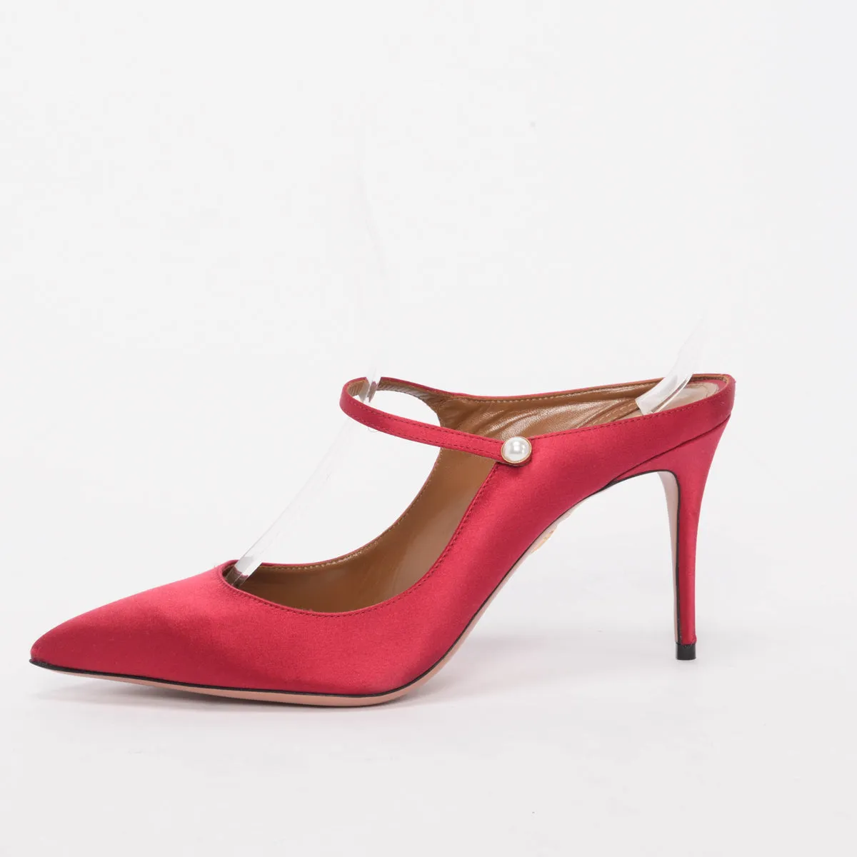 Aquazzura Dark Red Satin Nolita Mules 40.5