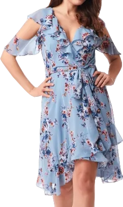 ARIELLA LONDON Blue Floral Ruffle Midi Dress BNWT UK 14