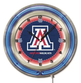 Arizona Wildcats HBS Neon Blue Navy College Battery Powered Wall Clock (19")