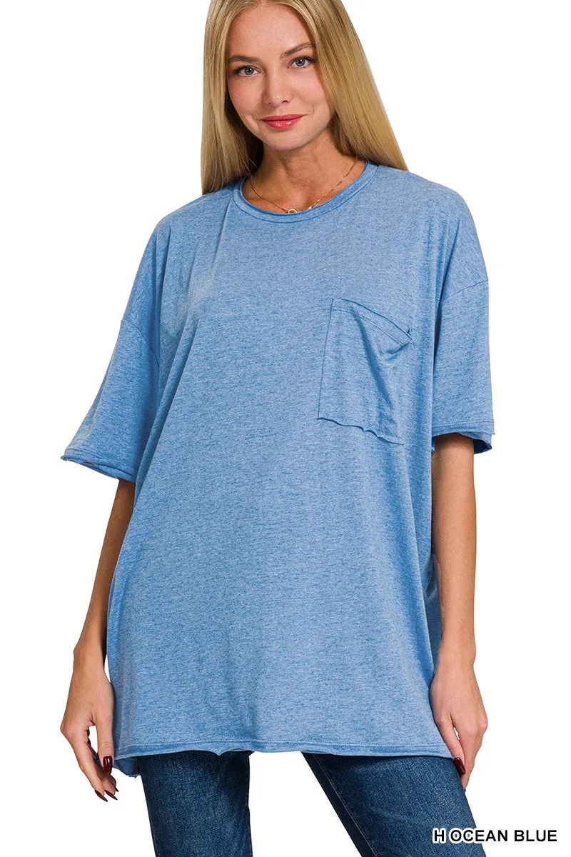 Ashton Oversized Pocket Tee- Blue