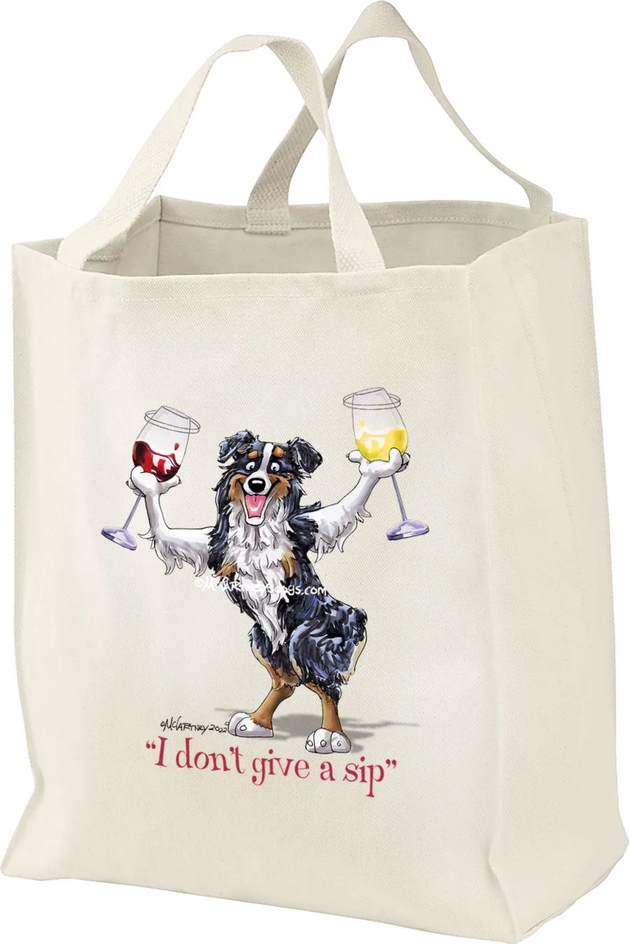 Australian Shepherd  Black Tri - I Don't Give a Sip - Tote Bag